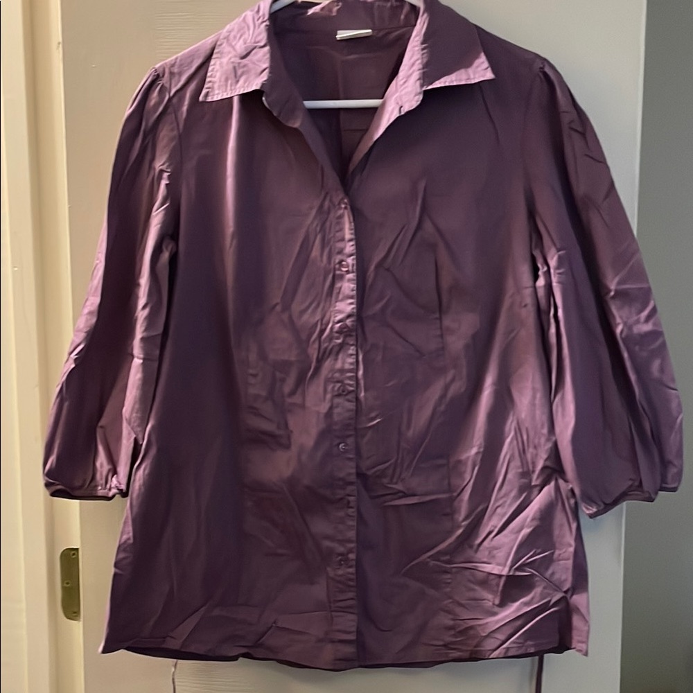 Motherhood Maternity Purple Boxy Notched Collar Button Down Shirt